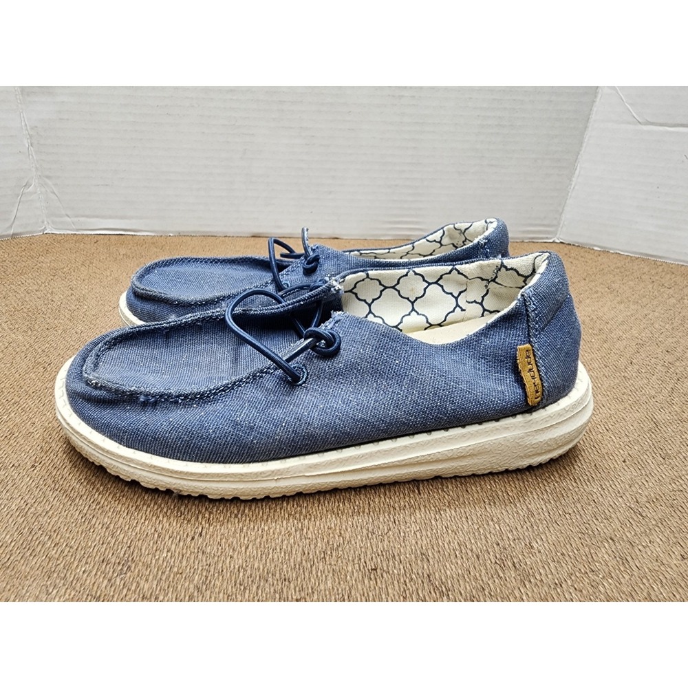 Hey Dude Wendy Sparkling Denim Youth K11 Blue Slip On Walking Shoes Casual